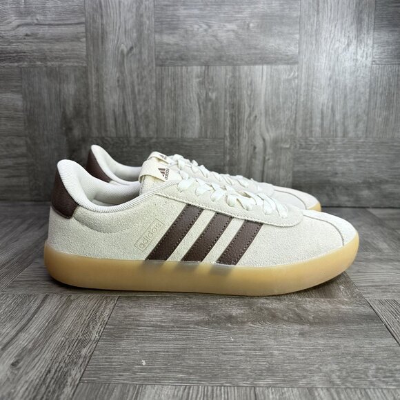 Adidas VL Court 3.0 Women's size 10 Ivory Brown Suede Casual Shoes ID9063 - Picture 1 of 8